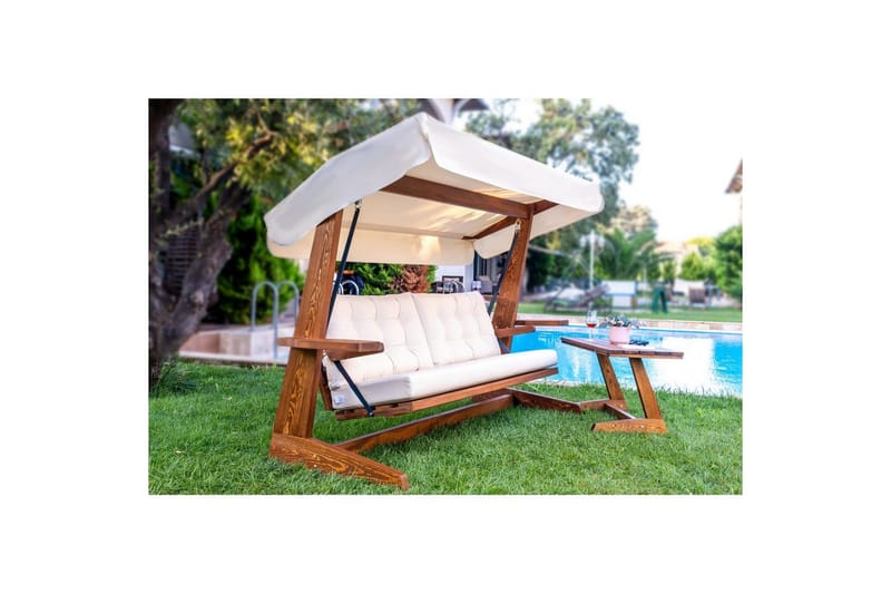 Trädgårds Trippel Gungstol Viva Beige - Beige, 237 x 100 x 175 cm - Utemöbler & utemiljö - Utesoffa - Hängsoffa