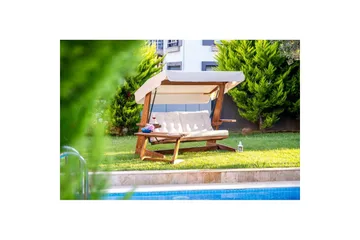 Trädgårds Trippel Gungstol Viva Beige - Beige, 237 x 100 x 175 cm - Utemöbler & utemiljö - Utesoffa - Hängsoffa