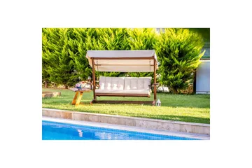 Trädgårds Trippel Gungstol Viva Beige - Beige, 237 x 100 x 175 cm - Utemöbler & utemiljö - Utesoffa - Hängsoffa