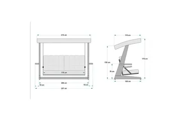 Trädgårds Trippel Gungstol Viva Beige - Beige, 237 x 100 x 175 cm - Utemöbler & utemiljö - Utesoffa - Hängsoffa