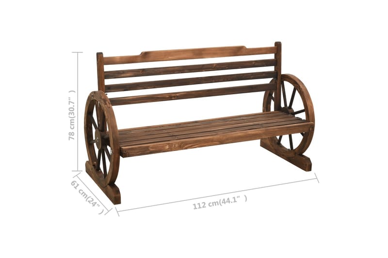 Trädgårdsbänk 112 cm massivt granträ - Brun - Trädgårdsbänk & utebänk