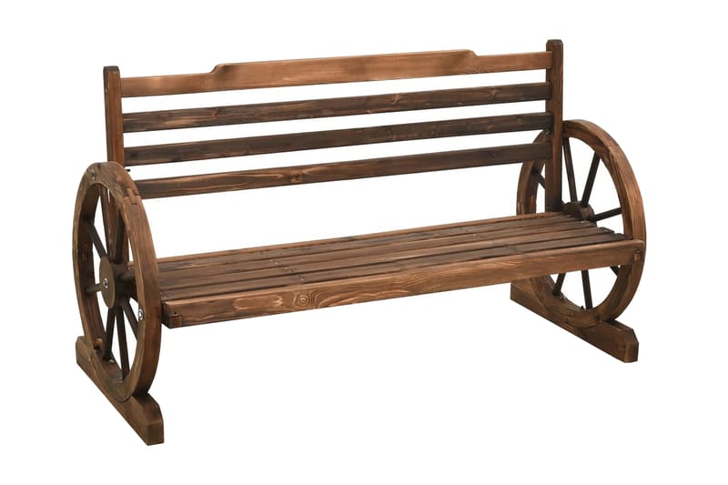 Trädgårdsbänk 112 cm massivt granträ - Brun - Trädgårdsbänk & utebänk
