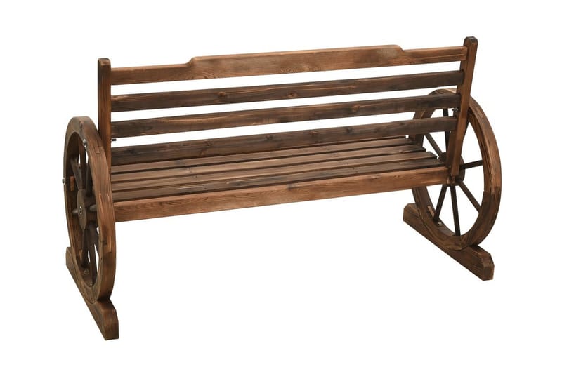 Trädgårdsbänk 112 cm massivt granträ - Brun - Trädgårdsbänk & utebänk