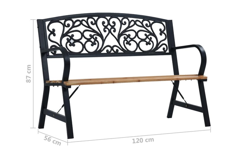 Trädgårdsbänk 120 cm trä - Svart - Trädgårdsbänk & utebänk