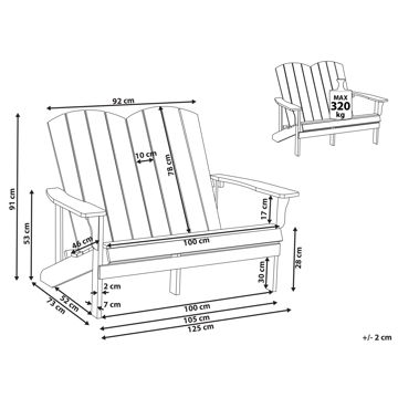 Trädgårdsbänk Adirondack 125 cm - Grå - Utemöbler & utemiljö - Utesoffa - Trädgårdsbänk & utebänk