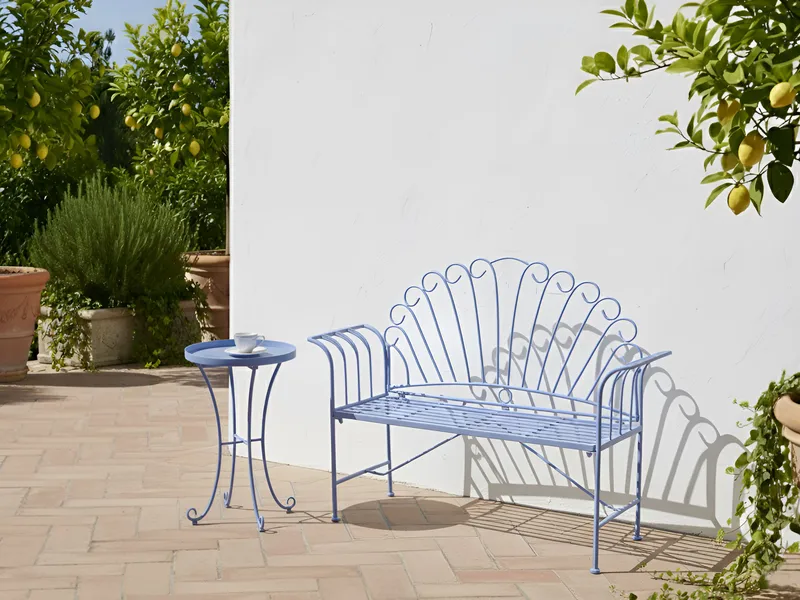 Trädgårdsbänk Cavinia 125 cm Järn - Blå - Utemöbler & utemiljö - Utesoffa - Trädgårdsbänk & utebänk