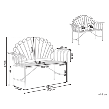 Trädgårdsbänk Cavinia 125 cm Järn - Grön - Utemöbler & utemiljö - Utesoffa - Trädgårdsbänk & utebänk