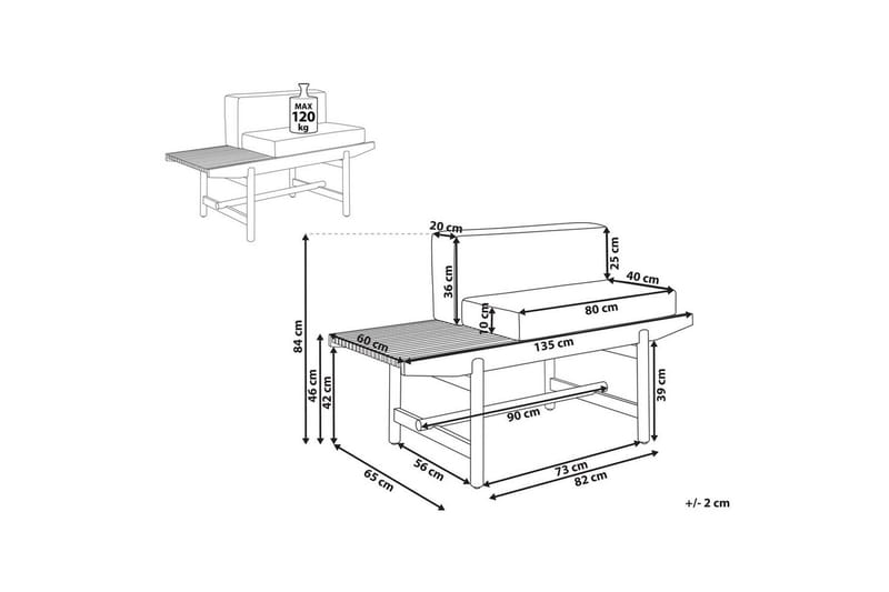 Trädgårdsbänk Giaveno - 135x65x84 cm - Utemöbler & utemiljö - Utesoffa - Trädgårdsbänk & utebänk