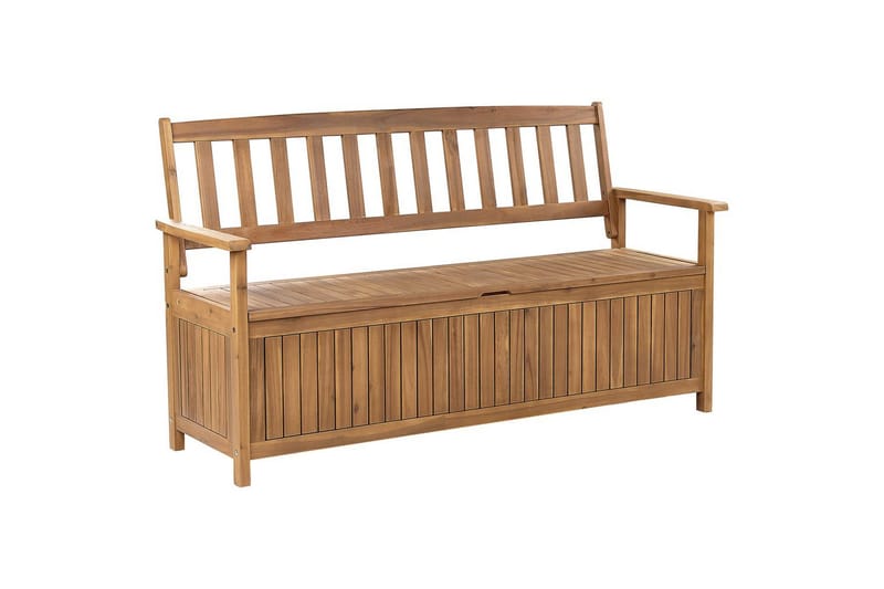 Trädgårdsbänk med dyna Sovana Ljus trä/beige/grå, 160 cm - Ljus trä/beige/grå, 160 cm - Utemöbler & utemiljö - Utesoffa - Trädgårdsbänk & utebänk