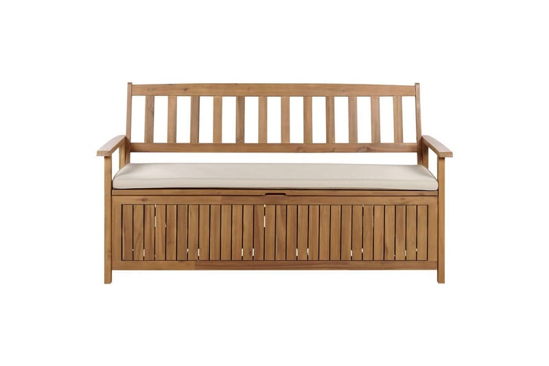 Trädgårdsbänk med dyna Sovana Ljus trä/beige/grå, 160 cm, Ljus trä/beige/grå, 160 cm