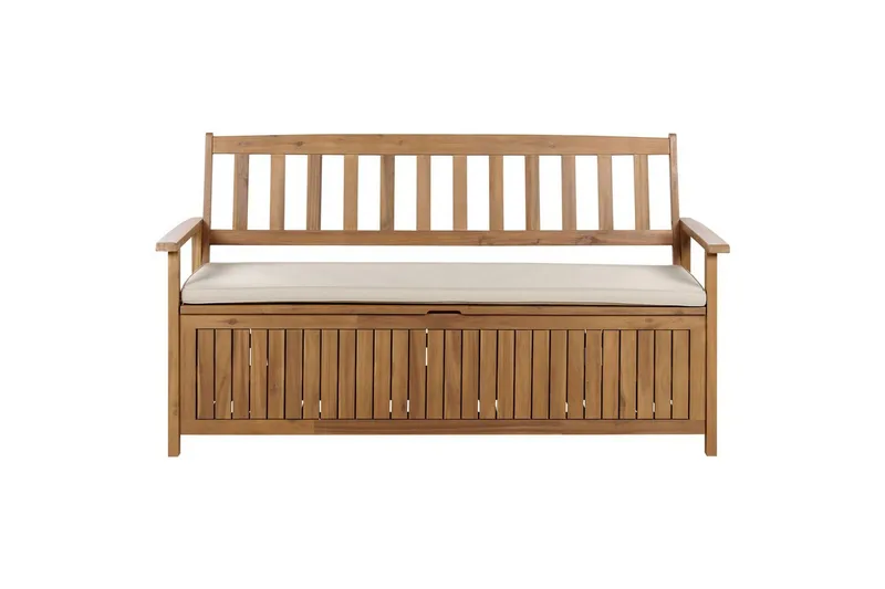 Trädgårdsbänk med dyna Sovana Ljus trä/beige/grå, 160 cm, Ljus trä/beige/grå, 160 cm