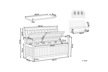 Trädgårdsbänk med dyna Sovana Ljus trä/röd, 160 cm - Ljus trä/röd, 160 cm - Utemöbler & utemiljö - Utesoffa - Trädgårdsbänk & utebänk