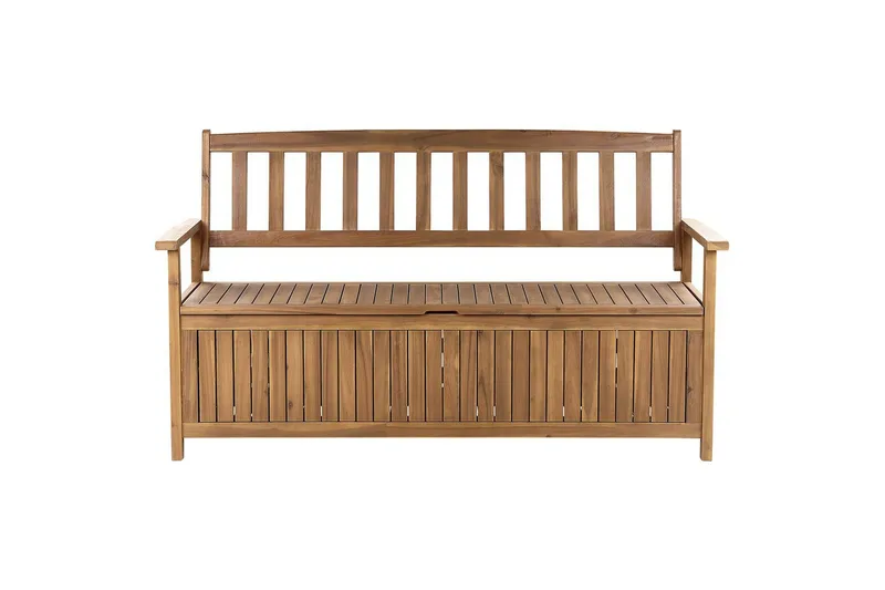 Trädgårdsbänk med dyna Sovana Ljus trä/röd, 160 cm - Ljus trä/röd, 160 cm - Utemöbler & utemiljö - Utesoffa - Trädgårdsbänk & utebänk