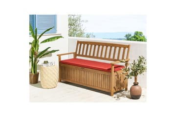 Trädgårdsbänk med dyna Sovana Ljus trä/röd, 160 cm - Ljus trä/röd, 160 cm - Utemöbler & utemiljö - Utesoffa - Trädgårdsbänk & utebänk