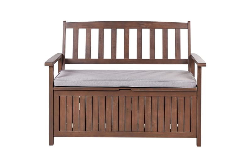 Trädgårdsbänk med dyna Sovana Mörkt trä/grått, 120 cm - Mörkt trä/grått, 120 cm - Utemöbler & utemiljö - Utesoffa - Trädgårdsbänk & utebänk