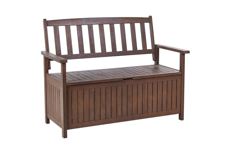 Trädgårdsbänk med dyna Sovana Mörkt trä/rött, 120 cm - Mörkt trä/rött, 120 cm - Utemöbler & utemiljö - Utesoffa - Trädgårdsbänk & utebänk