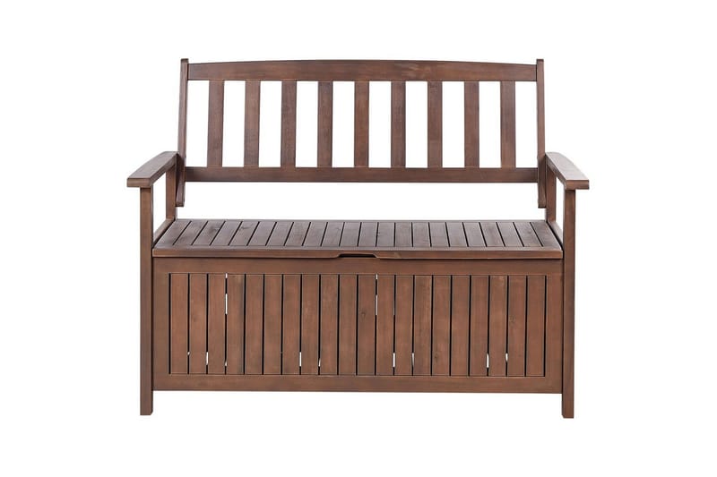 Trädgårdsbänk med dyna Sovana Mörkt trä/rött, 120 cm - Mörkt trä/rött, 120 cm - Utemöbler & utemiljö - Utesoffa - Trädgårdsbänk & utebänk