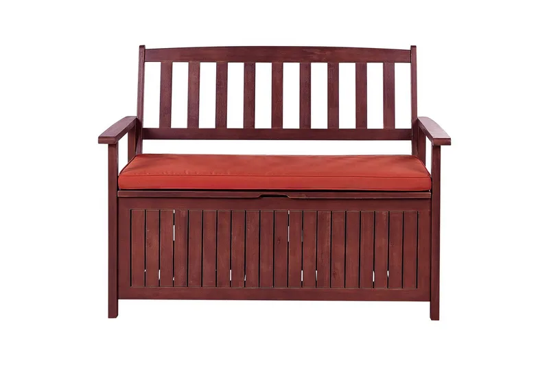 Trädgårdsbänk med dyna Sovana Rödbrun/rött, 120 cm, Rödbrun/rött, 120 cm