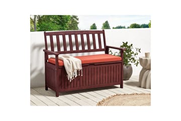 Trädgårdsbänk med dyna Sovana Rödbrun/rött, 120 cm - Rödbrun/rött, 120 cm - Utemöbler & utemiljö - Utesoffa - Trädgårdsbänk & utebänk