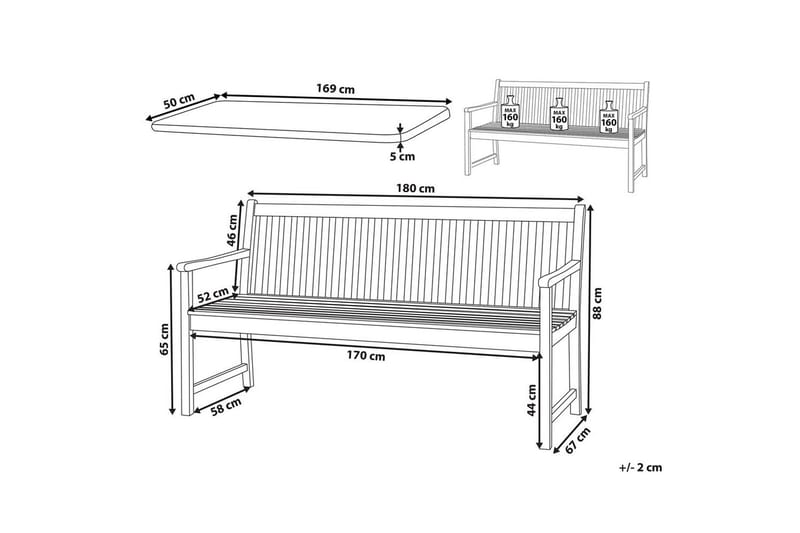 Trädgårdsbänk med dyna Vivara - Utemöbler & utemiljö - Utesoffa - Trädgårdsbänk & utebänk