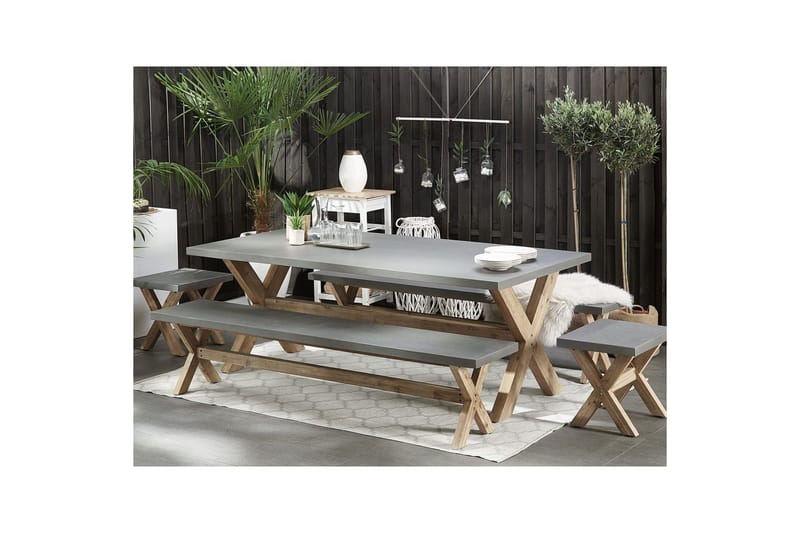 Trädgårdsbänk Olbia Grå/ljust trä - Grå/ljust trä - Utemöbler & utemiljö - Utesoffa - Trädgårdsbänk & utebänk