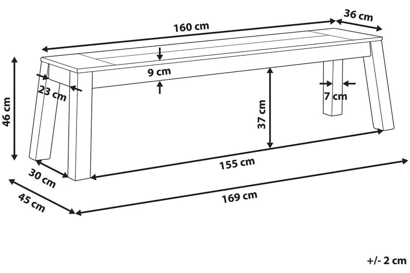3-sits Sittbänk Utomhus Coteto 160 cm - Akacia - Utemöbler & utemiljö - Utesoffa - Trädgårdsbänk & utebänk