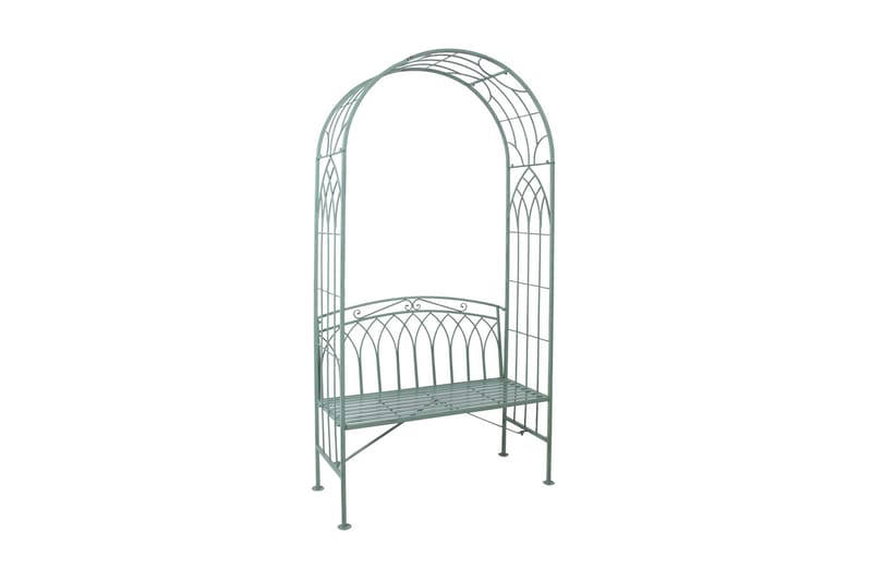 Bänk Utomhus Mint med Båge Antikgrön