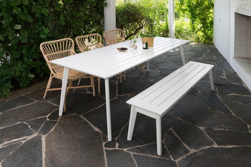 Bänk Utomhus Utestoltö 185 cm Vit - Hillerstorp - Utemöbler & utemiljö - Utesoffa - Trädgårdsbänk & utebänk