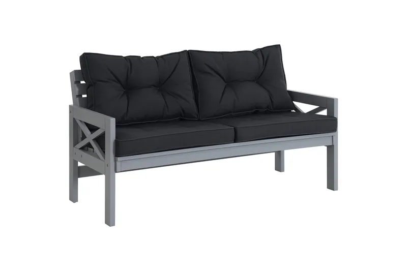 Husarn Utebänk med Dyna Matt Grå - KWA - Utemöbler & utemiljö - Utesoffa - Trädgårdsbänk & utebänk