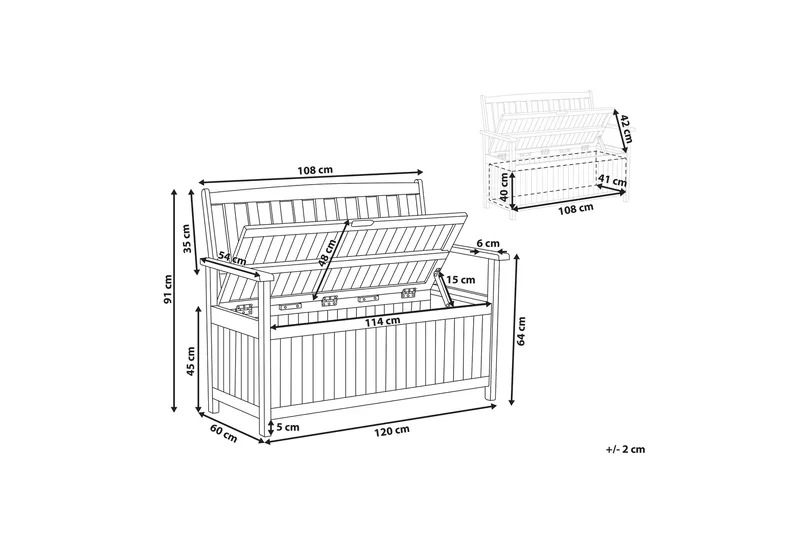 Jaraicejo Trädgårdsbänk med Förvaring - Brun - Utemöbler & utemiljö - Utesoffa - Trädgårdsbänk & utebänk
