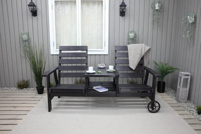 KIngdom Utebänk 177 cm - Svart - Utemöbler & utemiljö - Utesoffa - Trädgårdsbänk & utebänk
