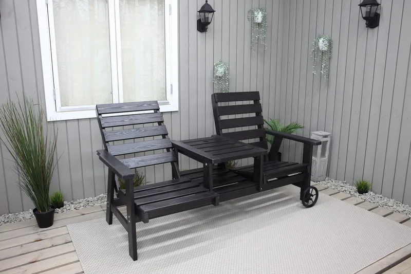 KIngdom Utebänk 177 cm - Svart - Utemöbler & utemiljö - Utesoffa - Trädgårdsbänk & utebänk