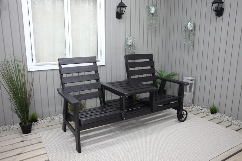 KIngdom Utebänk 177 cm - Svart - Utemöbler & utemiljö - Utesoffa - Trädgårdsbänk & utebänk