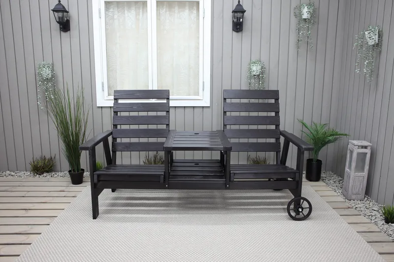 KIngdom Utebänk 177 cm - Svart - Utemöbler & utemiljö - Utesoffa - Trädgårdsbänk & utebänk
