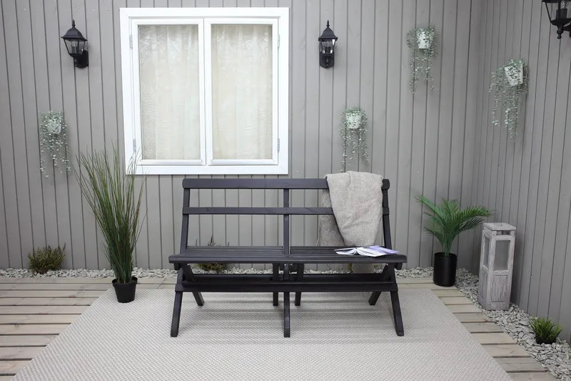 Larios Utebänk 130 cm - Svart - Utemöbler & utemiljö - Utesoffa - Trädgårdsbänk & utebänk