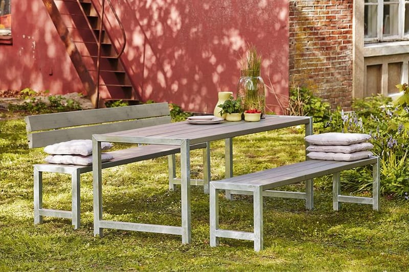 PLUS Melvin PlankBänk Utomhus med Ryggstöd 176 cm - Gråbrun - Utemöbler & utemiljö - Utesoffa - Trädgårdsbänk & utebänk