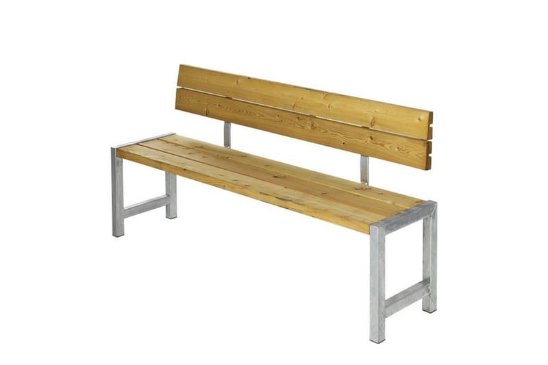 PLUS Plankbänk med plankor och ryggstöd - Naturell - Trädgårdsbänk & utebänk