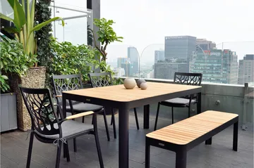 Portals Utebänk 143 cm - Svart/Trä - Utemöbler & utemiljö - Utesoffa - Trädgårdsbänk & utebänk