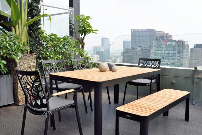 Portals Utebänk 143 cm - Svart/Trä - Utemöbler & utemiljö - Utesoffa - Trädgårdsbänk & utebänk