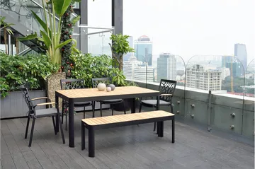 Portals Utebänk 143 cm - Svart/Trä - Utemöbler & utemiljö - Utesoffa - Trädgårdsbänk & utebänk