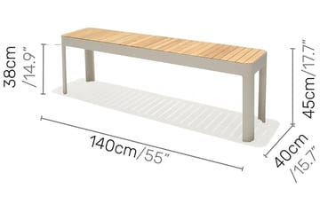 Portals Utebänk 143 cm - Vit/trä - Utemöbler & utemiljö - Utesoffa - Trädgårdsbänk & utebänk