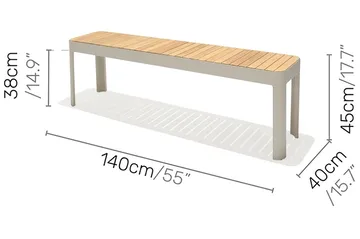 Portals Utebänk 143 cm - Vit/trä - Utemöbler & utemiljö - Utesoffa - Trädgårdsbänk & utebänk