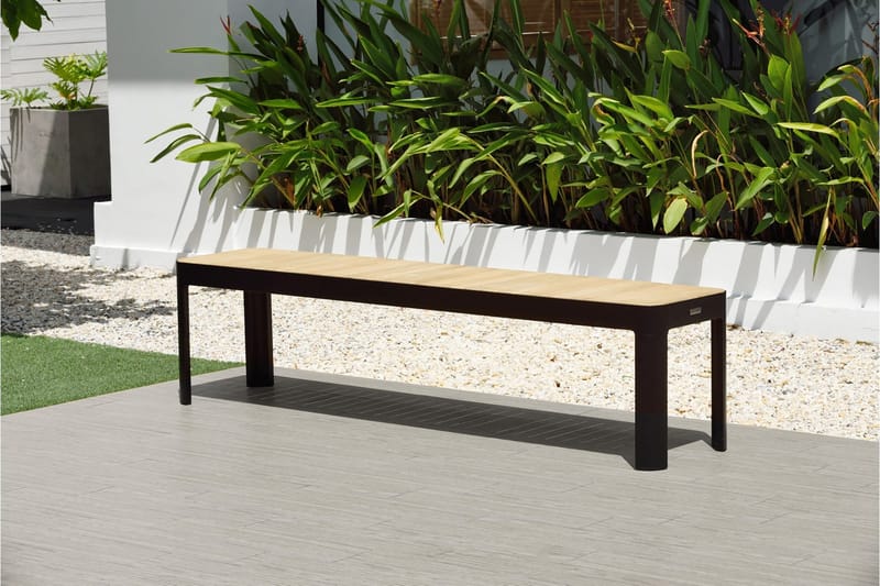 Portals Utebänk 182 cm - Svart/Trä - Utemöbler & utemiljö - Utesoffa - Trädgårdsbänk & utebänk