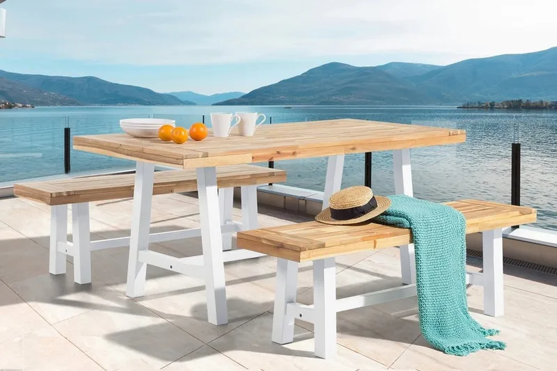 Scania Trädgårdsbänk 140 cm - Brun/Vit - Utemöbler & utemiljö - Utesoffa - Trädgårdsbänk & utebänk