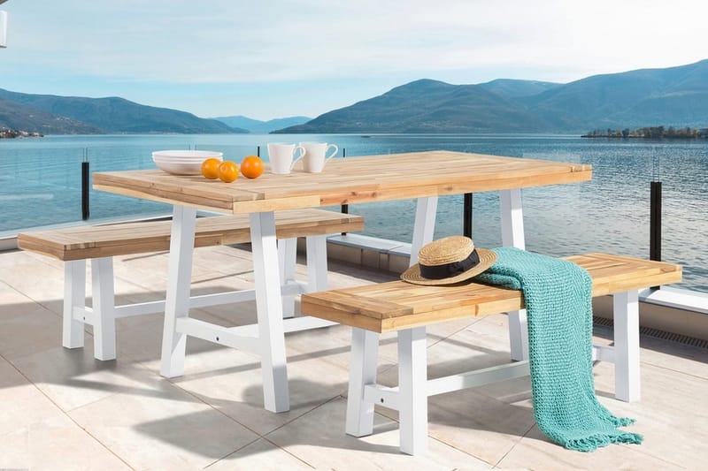 Scania Trädgårdsbänk 140 cm - Brun/Vit - Utemöbler & utemiljö - Utesoffa - Trädgårdsbänk & utebänk