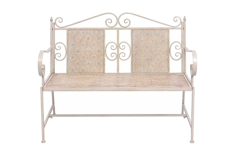 Trädgårdsbänk 115 cm stål vit vintage - Vit - Trädgårdsbänk & utebänk