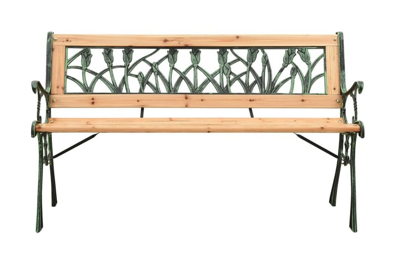 Trädgårdsbänk 122 cm gjutjärn och massivt granträ - Brun - Trädgårdsbänk & utebänk