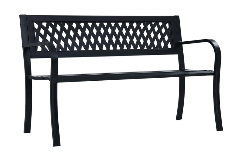Trädgårdsbänk 125 cm svart stål - Svart - Trädgårdsbänk & utebänk