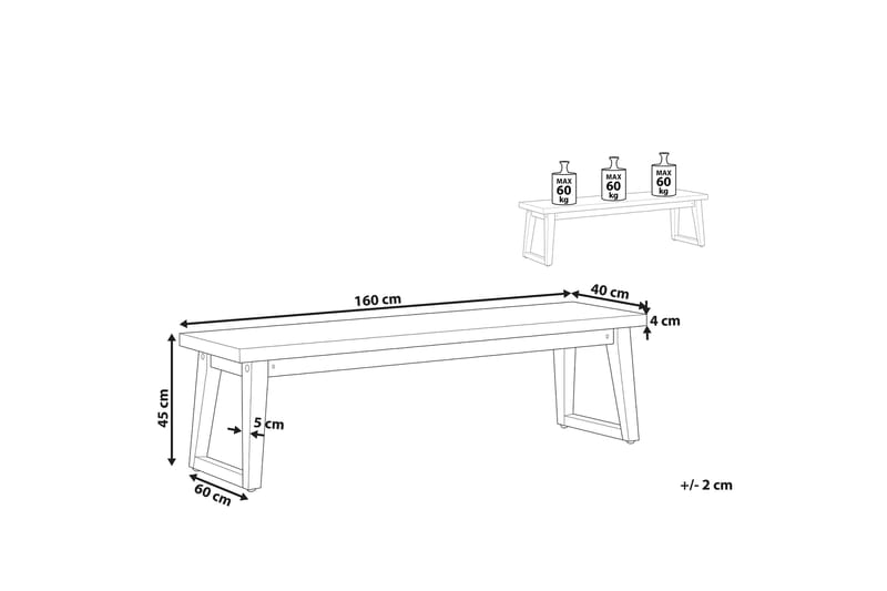Trädgårdsbänk 160 cm grå ORIA - Grå - Utemöbler & utemiljö - Utesoffa - Trädgårdsbänk & utebänk