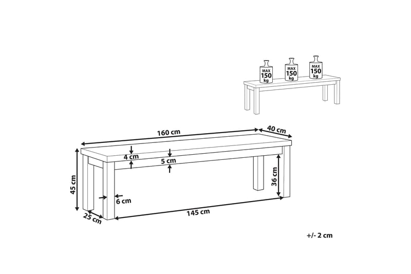 Trädgårdsbänk 160 cm grå OSTUNI - Grå - Utemöbler & utemiljö - Utesoffa - Trädgårdsbänk & utebänk